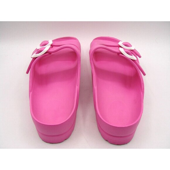 Pink Platform Two Strap Sandals Buckle Slides Beach Slippers Size 8 EUR 39 Barbi - Picture 7 of 9